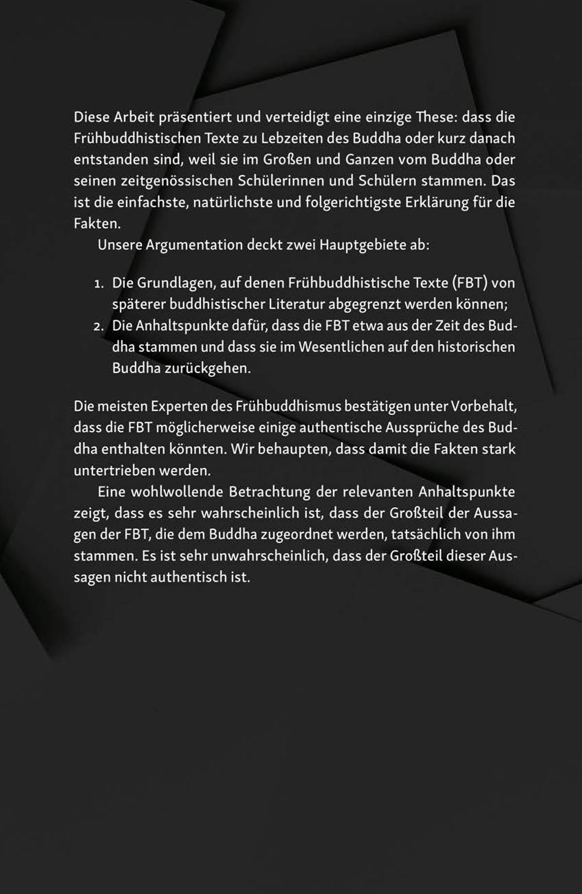 Die Authentizität der Frühbuddhistischen Texte