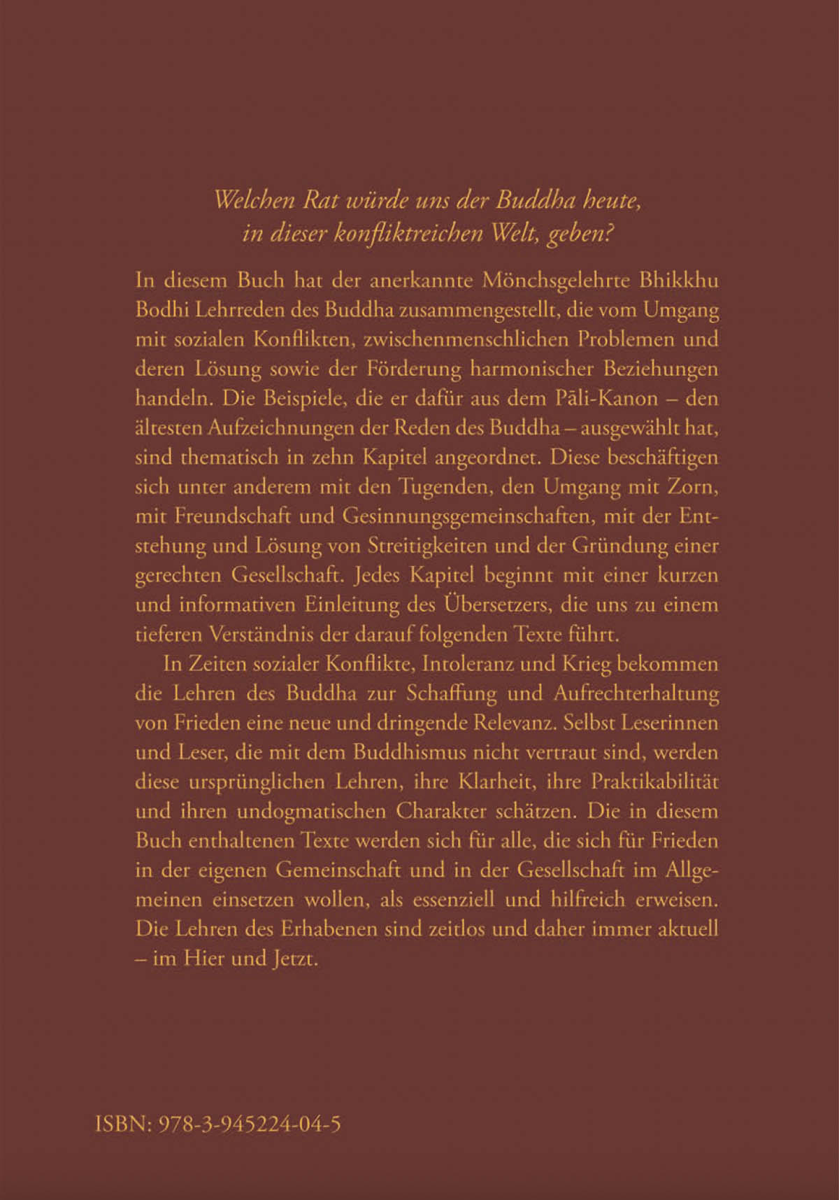 Die Lehren des Buddha zu einer sozialen und harmonischen Gesellschaft