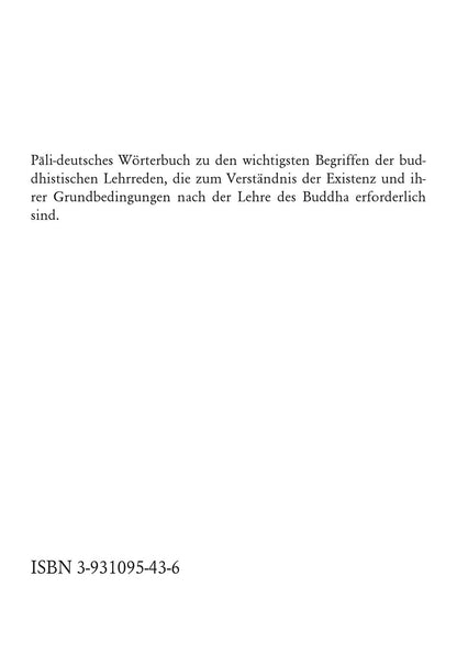 Ein kleines Lesewörterbuch zur Pālisprache